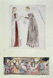Two Maids, a Copy from The Birth of Mary by Giovanni da Milano by Edward Coley Burne Jones