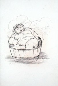 William Morris (1834-96) in a Bath Tub, from an Album of Drawings by Edward Coley Burne Jones