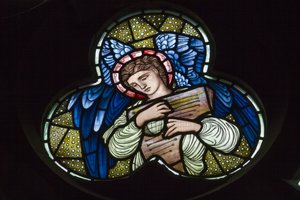 Wilden, All Saints, Morris & Co., Edward Burne-Jones, John Henry Dearle (1859-1932), Angels with Dulcimer, Angel Musicians