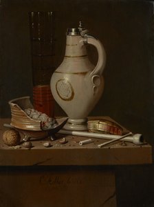 Still Life with Smoking Utensils and Beer Mug, 1664 by Edward Collier