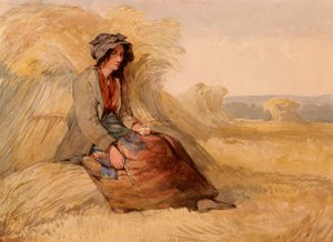 A Young Woman Resting in a Cornfield by Edward Duncan