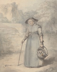 Old Lady with Basket of Flowers by Edward Edwards
