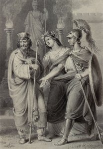 Warrior accompanied by a woman addressing a Priest in the Precincts of a Temple by Edward Francis Burney