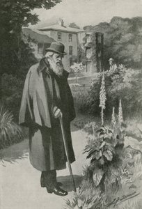 Charles Darwin in His Garden at Down House (litho) by Edward Frederick Skinner