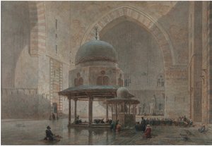 Interior of the Mosque-Madrassa of Sultan Hassan in Cairo by Edward Goodall