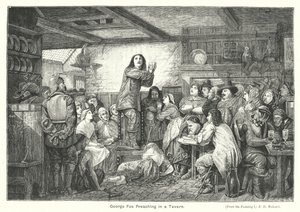 George Fox Preaching in a Tavern (engraving) by Edward Henry (after) Wehnert