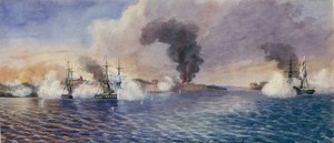 The bombing of Bomarsund (Finland), August 1854, during the Crimean War by Edward Hodges Cree