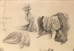 Sketches of a woman for Boulters Lock, Sunday Afternoon by Edward John Gregory