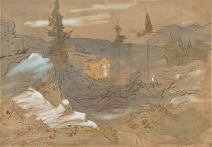 A Shrine near Khania, Crete, Greece by Edward Lear