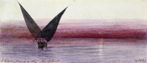 An Egyptian Boat on the Nile, in Manfaloot by Edward Lear