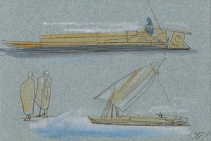 Boats on the Nile by Edward Lear