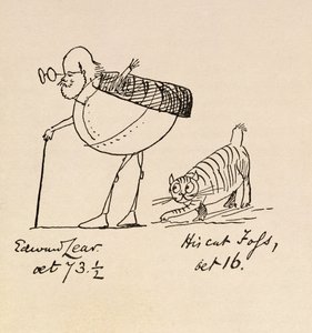 Edward Lear Aged 73 and a Half and His Cat Foss, Aged 16