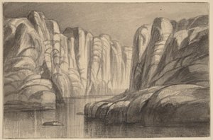 River Winding through a Rock Formation (Philae, Egypt) by Edward Lear
