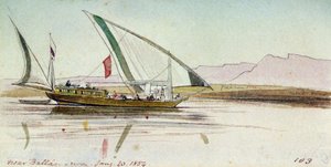 Study of Gyassi (Egyptian Boat) on the Nile Near Ballas by Edward Lear