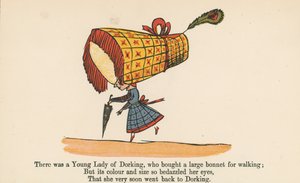 There was a Young Lady of Dorking, who bought a large bonnet for walking, from 