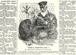 Abraham Dee Bartlett, Superintendent of London Zoo, and a Baby Gorilla (engraving) by Edward Linley (after) Sambourne