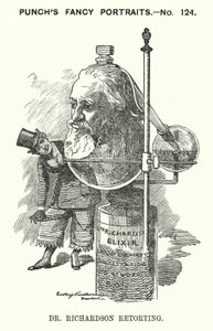 Punch cartoon: Benjamin Ward Richardson, English physician by Edward Linley (after) Sambourne