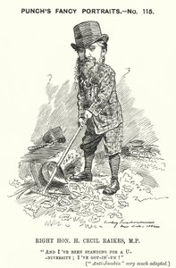 Punch Cartoon: Henry Cecil Raikes, English Conservative Politician by Edward Linley (after) Sambourne