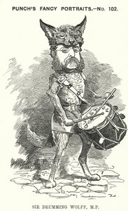 Punch cartoon: Henry Drummond Wolff, English Conservative politician by Edward Linley (after) Sambourne