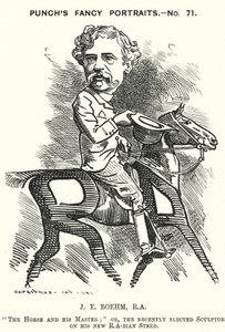 Punch cartoon: Joseph Edgar Boehm, English sculptor by Edward Linley (after) Sambourne