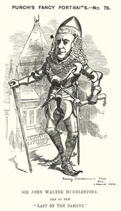 Punch cartoon: Sir John Walter Huddleston, English lawyer and judge by Edward Linley (after) Sambourne