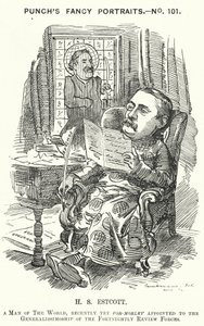 Punch cartoon: Thomas Hay Sweet Estcott, English journalist and editor by Edward Linley (after) Sambourne