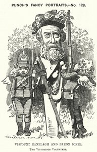 Thomas Heron Jones, 7th Viscount Ranelagh and Baron Jones of Navan, Promoter of the Volunteer Movement for the British Army (engraving) by Edward Linley (after) Sambourne
