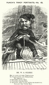Punch cartoon: W S Gilbert, English dramatist and librettist by Edward Linley (after) Sambourne