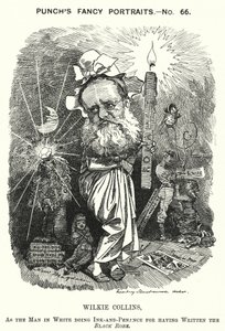 Punch cartoon: Wilkie Collins, English novelist, playwright and short story writer by Edward Linley (after) Sambourne