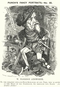 Punch cartoon: William Harrison Ainsworth, English historical novelist by Edward Linley (after) Sambourne