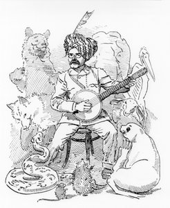 Illustration for Sambourne cartoon from Punch, Rudyard Kipling by Edward Linley Sambourne