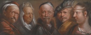 Studies of Five Heads after Rembrandt by Edward Luttrell
