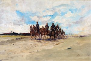 Royal Artillery, a field gun team on the march
