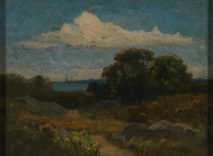 Landscape (Trees and Rocks by Lake) by Edward Mitchell Bannister