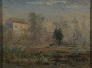 Untitled (landscape with house in background) by Edward Mitchell Bannister