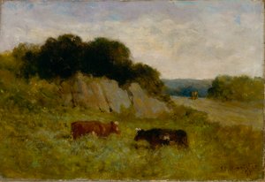 Untitled (landscape with two cows)