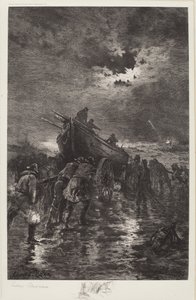Untitled (Launching a Dory/To the Rescue/Shipwreck) by Edward Moran
