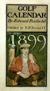 Golfer seated by clubs, drawing in watercolours by Edward Penfield by Edward Penfield