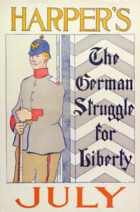 Poster advertising Harpers New Monthly Magazine, July 1895
