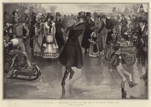 Cutting a Figure, a Christmas Scene on the Ice a Hundred Years ago