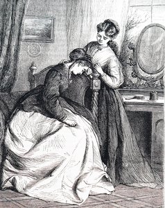An Older Sister Comforting Her Young Sister by Edward Robert Hughes