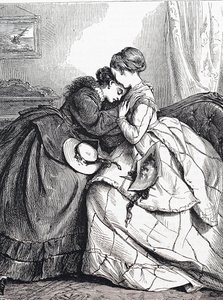 An older sister comforting her young sister by Edward Robert Hughes