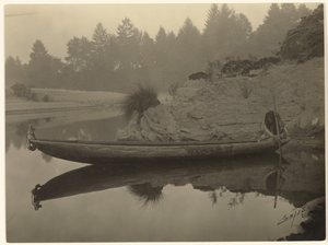 Fishing from Canoe - Hupa by Edward S. Curtis