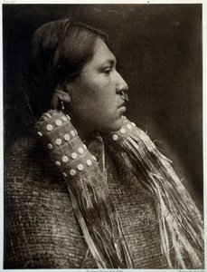 Indians of America: portrait of an Indian girl wearing a piercing in the nose
