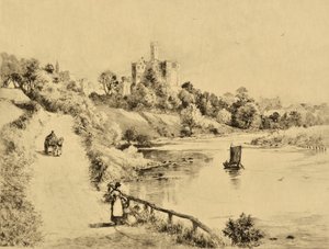 The Coquet: Warkworth Castle from the Road to Amble, c.1880 by Edward Slocombe