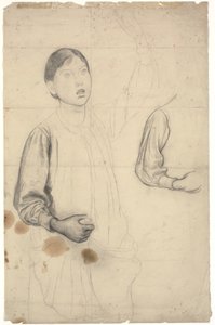 Study for a Standing Girl with Raised Left Arm Together with Details of Her Right Arm
