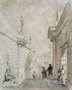 London Bridge Looking North from the Upper Landing of Steps Near Tooley Street by Edward William Cooke