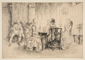 Dining Scene - Illustration for Austin Dobson by Edwin Austin Abbey