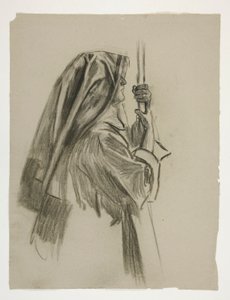 Figure study for the Knighting of Sir Galahad, from The Quest of the Holy Grail by Edwin Austin Abbey