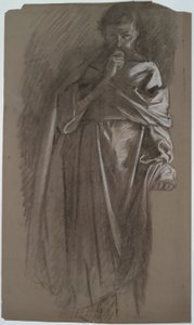 Figure study, man holding gown